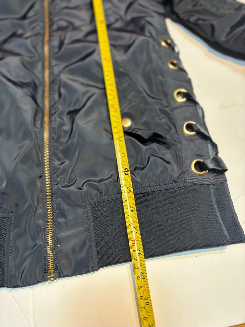 Ci Sono bomber jacket lace-up side design oversized metal grommets  blue small - Picture 6 of 10